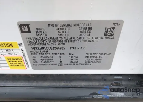 2016 GMC Acadia Sle-1 from USA, damaged, VIN 1GKKRNED6GJ244705